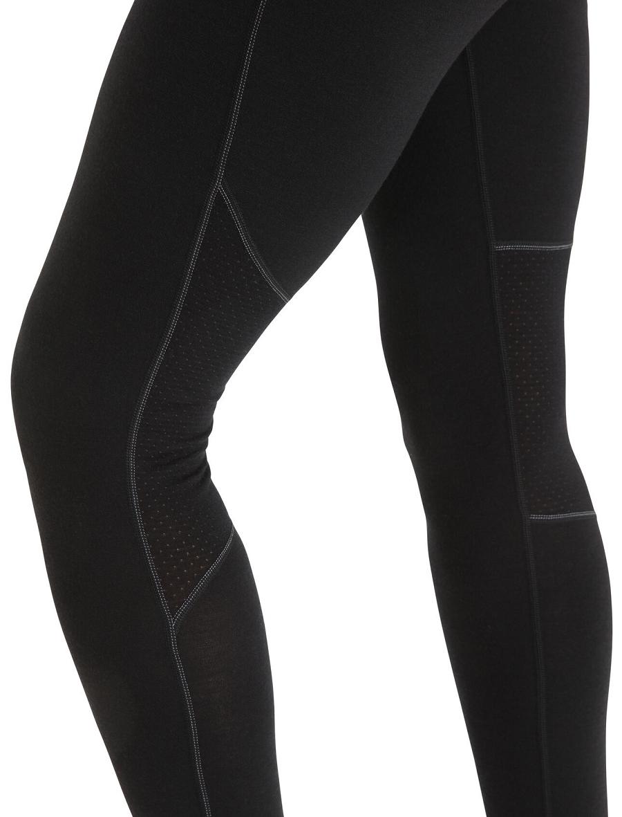 Women's Icebreaker BodyfitZone™ Merino 150 Zone Thermal Leggings Base Layers Black | CA 1059VRWD